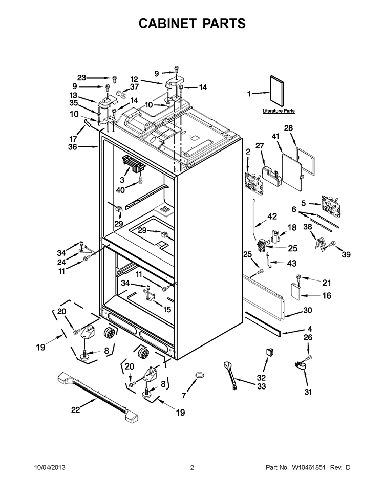 CABINET PARTS Diagram and Parts List for KFIS29BBBL00  KitchenAid Refrigerator