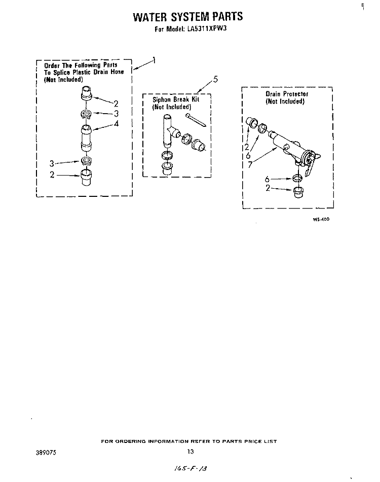 WATER SYSTEM Diagram and Parts List for LA5311XPW3  Whirlpool Washer
