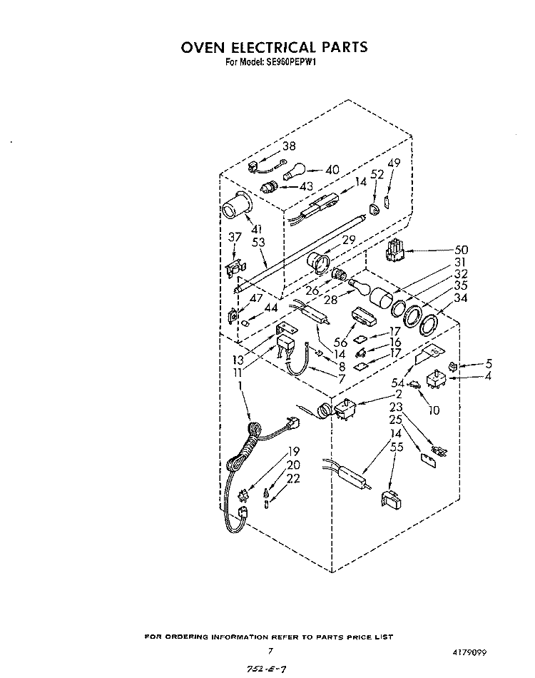 OVEN ELECTRICAL Diagram and Parts List for SE960PEPW1  Whirlpool Range
