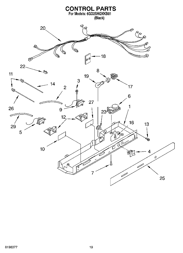 CONTROL, OPTIONAL Diagram and Parts List for 6GD2SHQXKB01  Whirlpool Refrigerator
