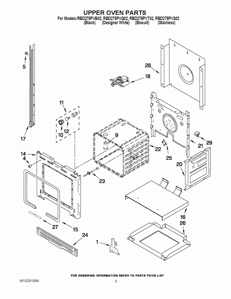 UPPER OVEN PARTS Diagram and Parts List for RBD275PVB02  Whirlpool Wall Oven
