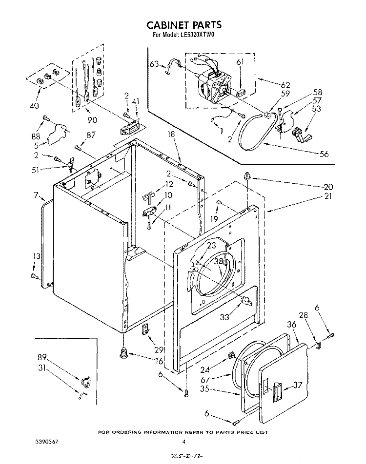 SECTION Diagram and Parts List for LE5320XTM0  Whirlpool Dryer