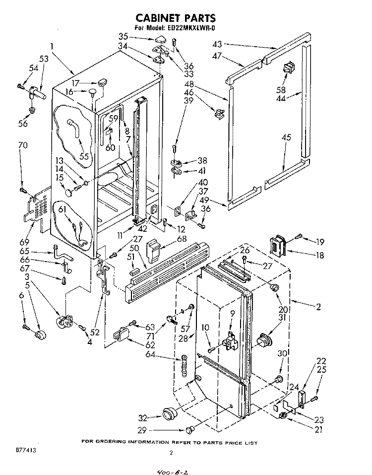 CABINET Diagram and Parts List for ED22MKXLWR0  Whirlpool Refrigerator