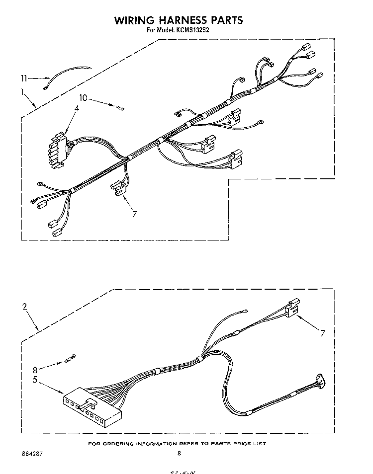 WIRING HARNESS Diagram and Parts List for KCMS132S2  KitchenAid Microwave