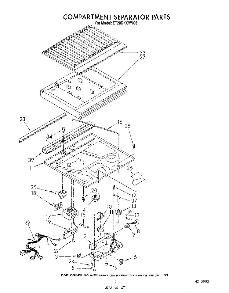 COMPARTMENT SEPARATOR Diagram and Parts List for ET20DKXVW06  Whirlpool Refrigerator