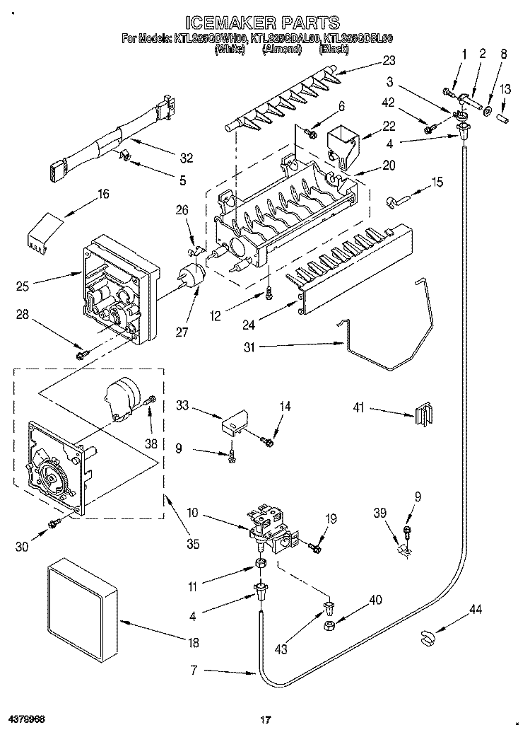 ICEMAKER, LIT/OPTIONAL Diagram and Parts List for KTLS25QDBL00  KitchenAid Refrigerator