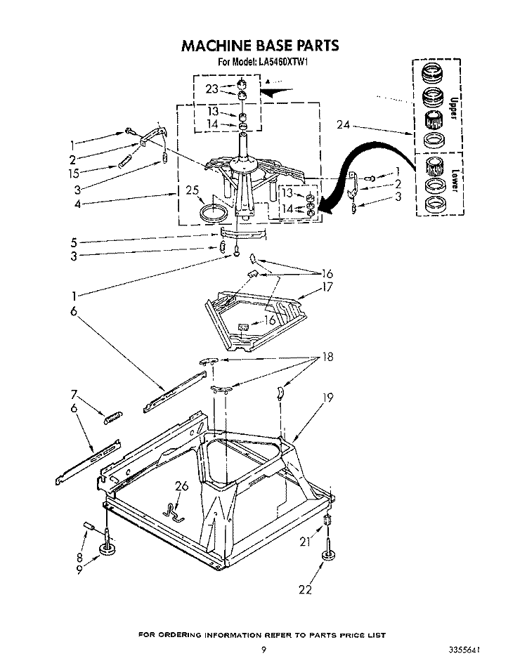 MACHINE BASE Diagram and Parts List for LA5460XTW1  Whirlpool Washer