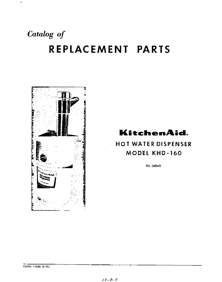 SECTION Diagram and Parts List for KHD160  KitchenAid Miscellaneous