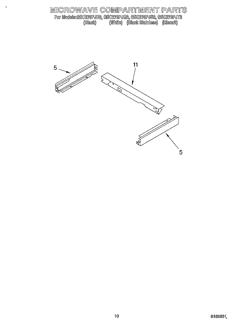 MICROWAVE COMPARTMENT Diagram and Parts List for GSC278PJB3  Whirlpool Microwave Oven Combo