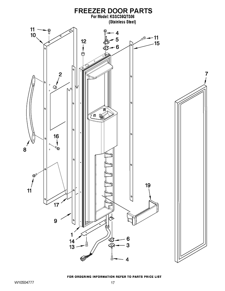 FREEZER DOOR PARTS Diagram and Parts List for KSSC36QTS06  KitchenAid Refrigerator