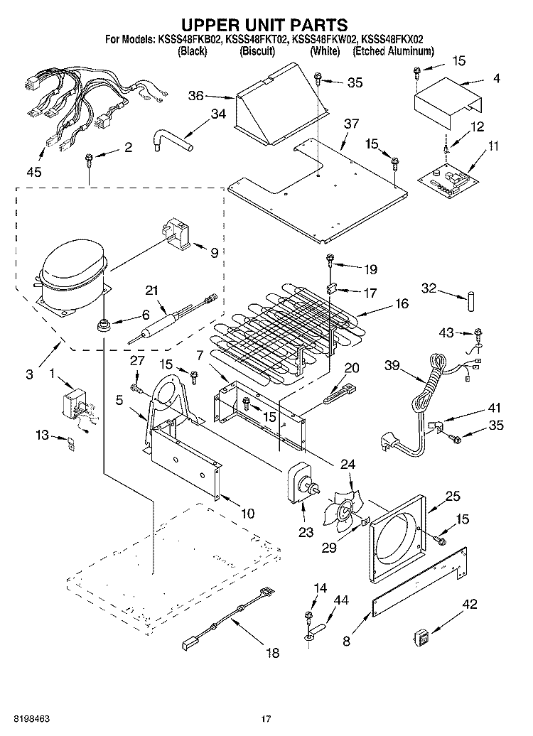 UPPER UNIT PARTS Diagram and Parts List for KSSS48FKB02  KitchenAid Refrigerator