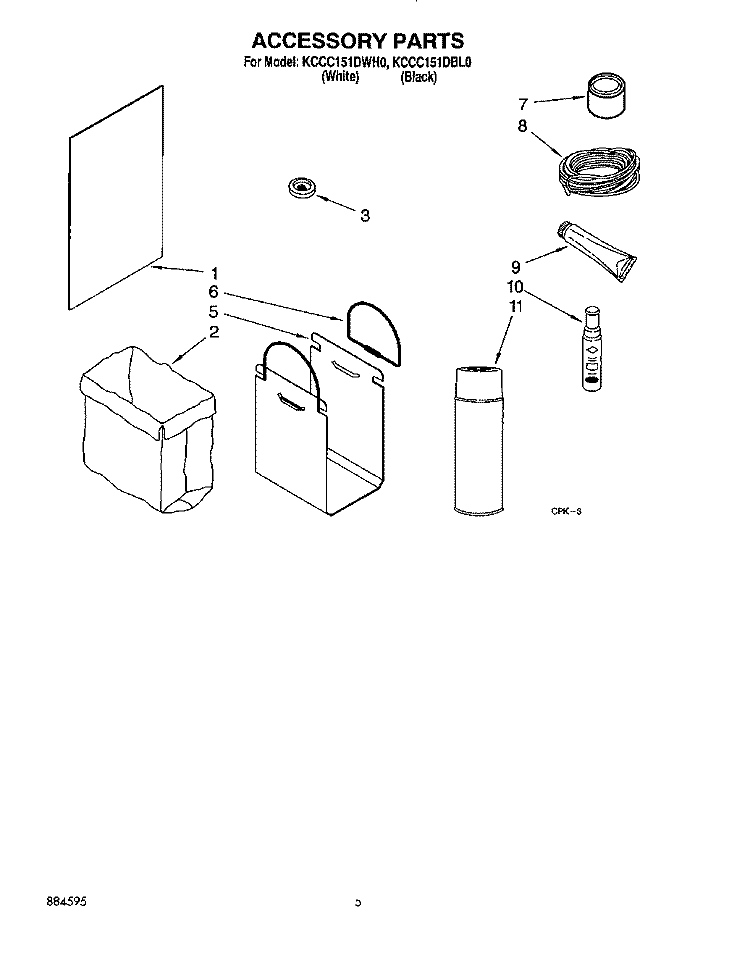 ACCESSORY Diagram and Parts List for KCCC151DWH0  KitchenAid Trash Compactor