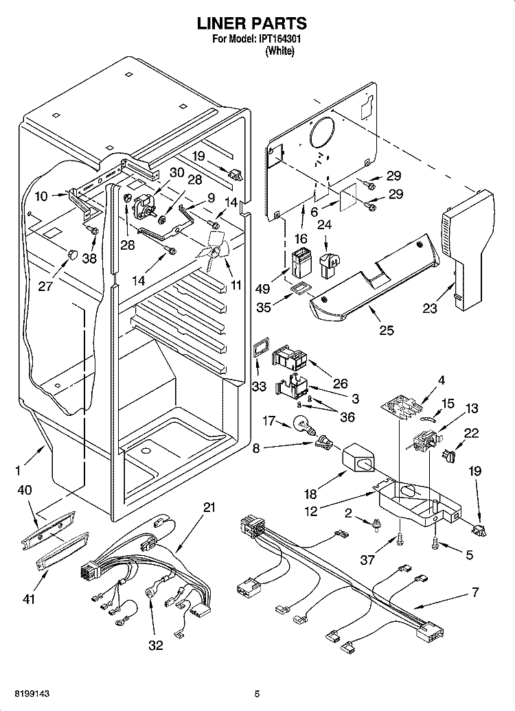 LINER PARTS Diagram and Parts List for IPT164301  Inglis Refrigerator