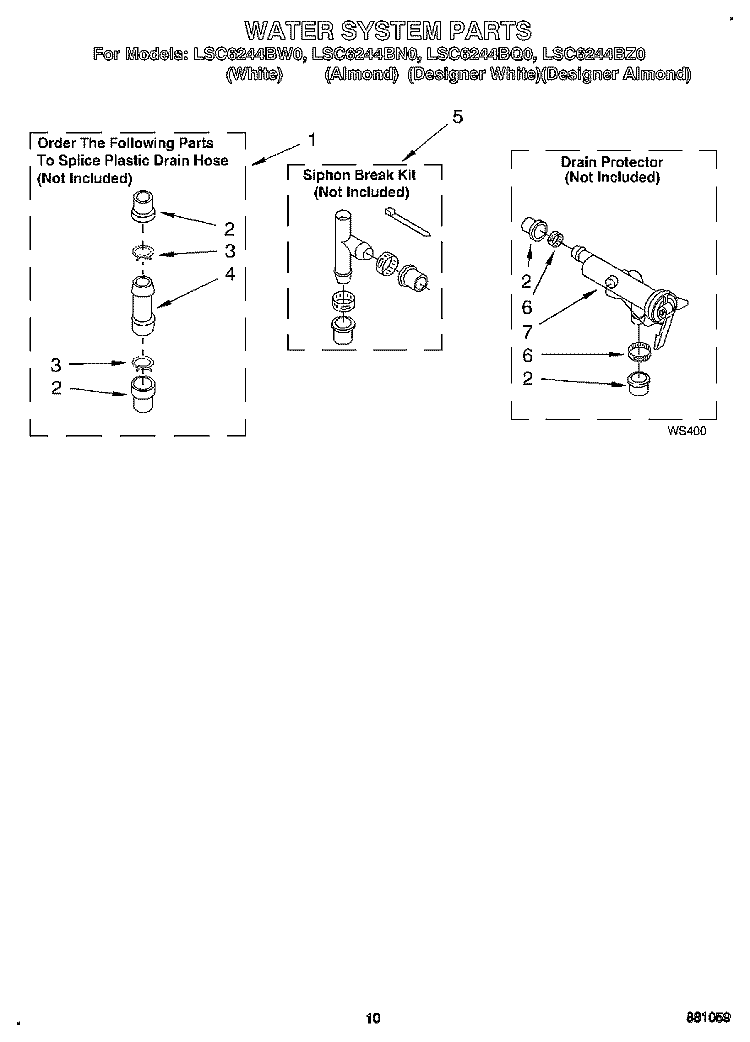 WATER SYSTEM Diagram and Parts List for LSC6244BQ0  Whirlpool Washer