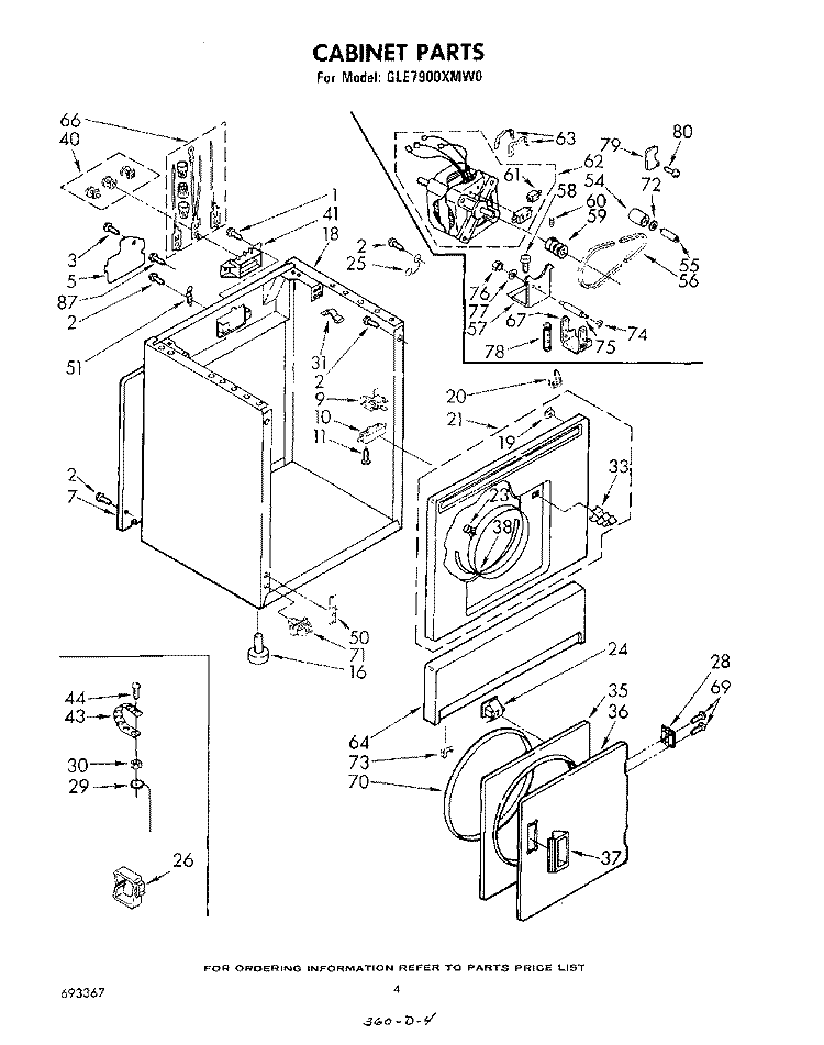 SECTION Diagram and Parts List for GLE7900XMW0  Whirlpool Dryer