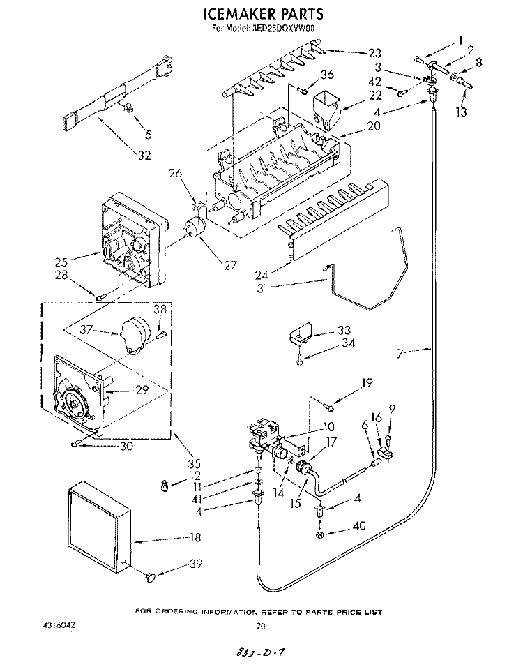 ICE MAKER , LIT/OPTIONAL Diagram and Parts List for 3ED25DQXVN00  Whirlpool Refrigerator