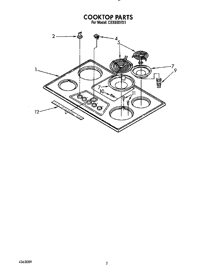 SECTION Diagram and Parts List for CEX650VW1  Roper Range