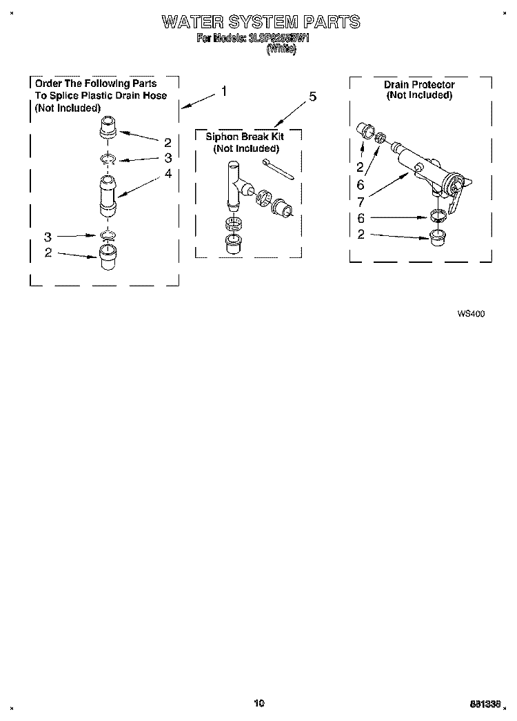 WATER SYSTEM Diagram and Parts List for 3LSP8255BW1  Whirlpool Washer