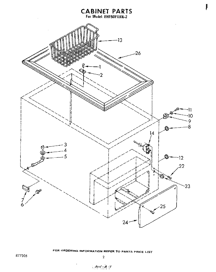 SECTION Diagram and Parts List for EH150FXKN2  Whirlpool Freezer