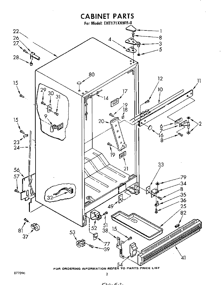 CABINET Diagram and Parts List for EHT171XKWR0  Whirlpool Refrigerator