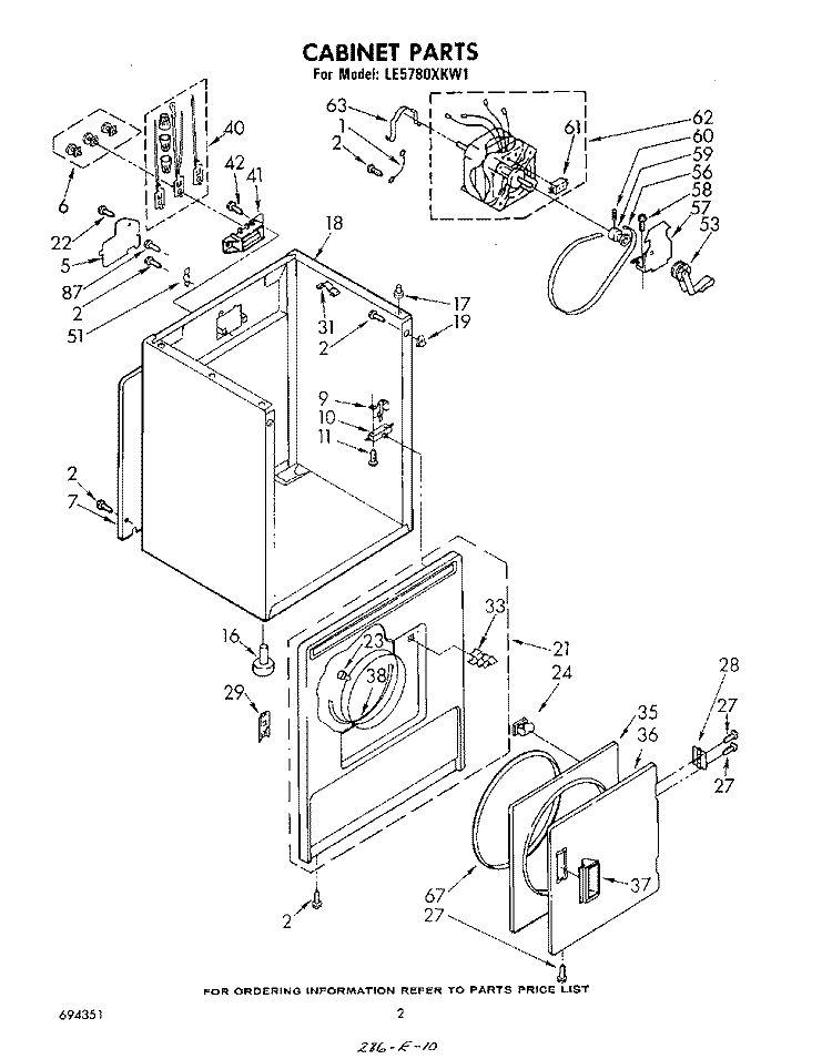 SECTION Diagram and Parts List for LE5780XKW1  Whirlpool Dryer