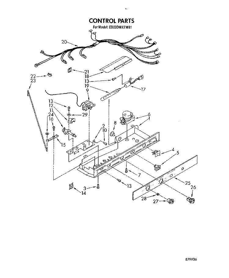 CONTROL Diagram and Parts List for ED22DWXTG01  Whirlpool Refrigerator