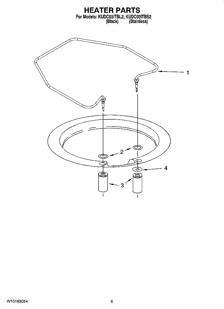 HEATER PARTS Diagram and Parts List for KUDC03ITBS2  KitchenAid Dishwasher