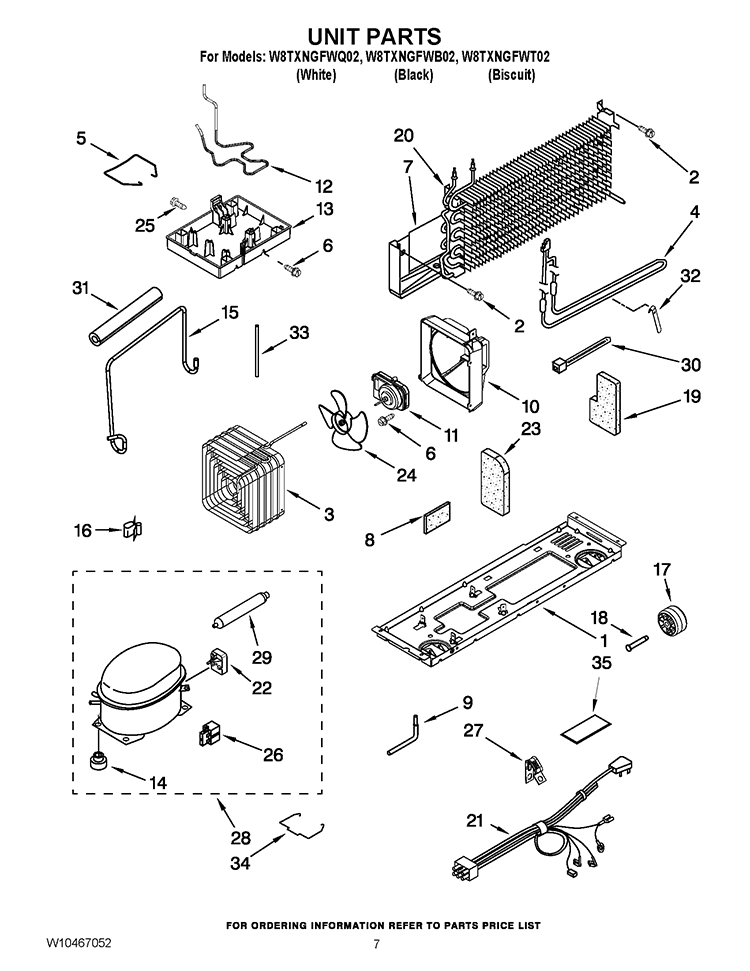 UNIT PARTS Diagram and Parts List for W8TXNGFWQ02  Whirlpool Refrigerator