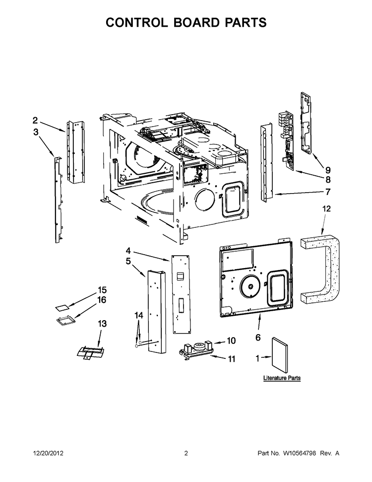CONTROL BOARD PARTS Diagram and Parts List for KHMS2056SSS4  KitchenAid Microwave