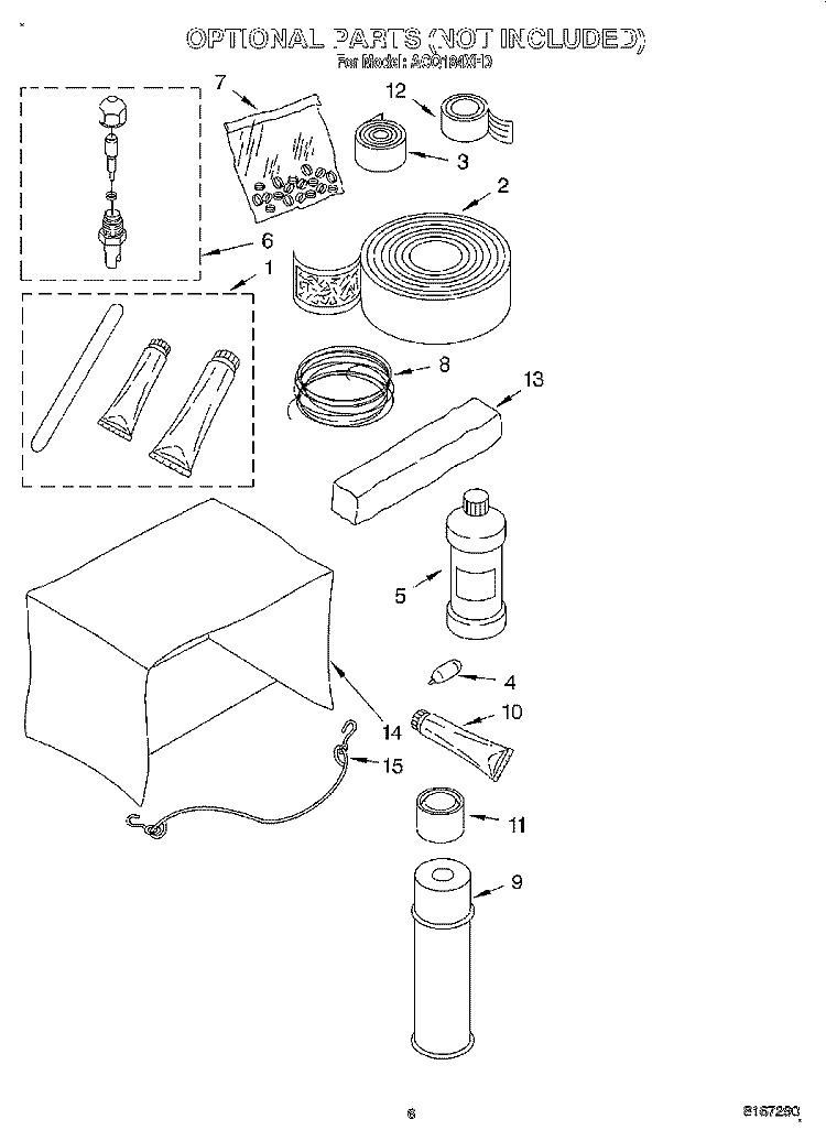 OPTIONAL Diagram and Parts List for ACQ184XH0  Whirlpool Air Conditioner