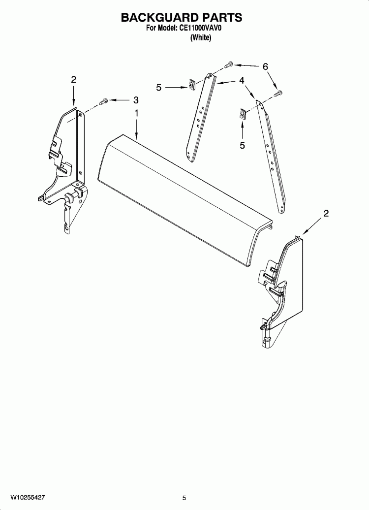 BACKGUARD PARTS, OPTIONAL PARTS Diagram and Parts List for CE11000VAV0  Crosley Range
