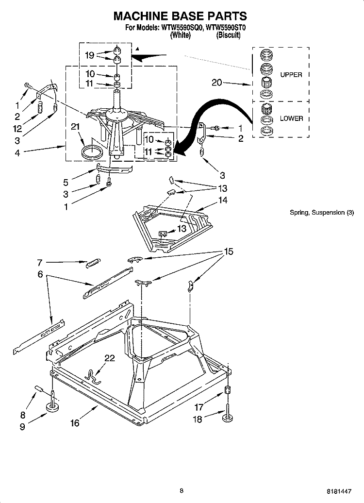 MACHINE BASE PARTS Diagram and Parts List for WTW5590SQ0  Whirlpool Washer