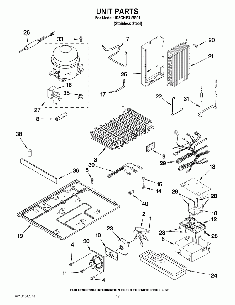 UNIT PARTS Diagram and Parts List for ID3CHEXWS01  Whirlpool Refrigerator