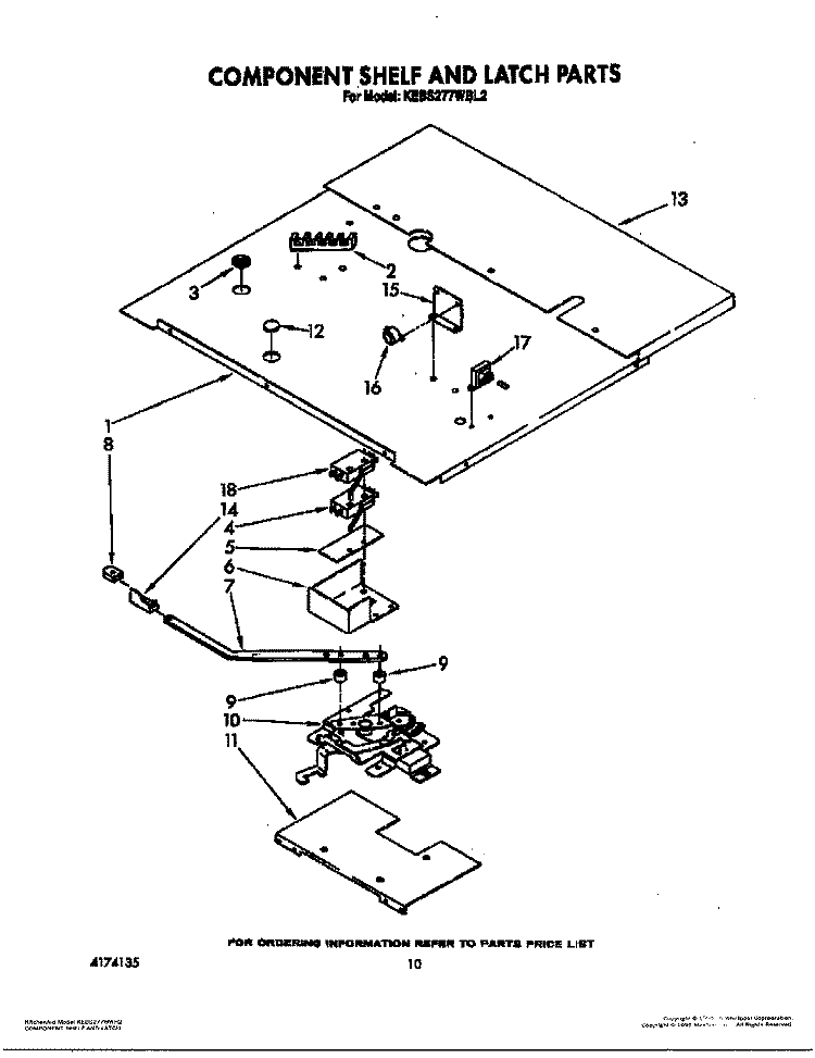 COMPONENT SHELF AND LATCH Diagram and Parts List for KEBS277WBL2  KitchenAid Wall Oven