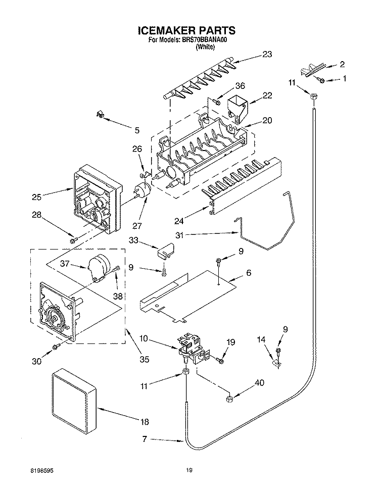 ICEMAKER PARTS, PARTS NOT ILLUSTRATED Diagram and Parts List for BRS70BBANA00  Whirlpool Refrigerator