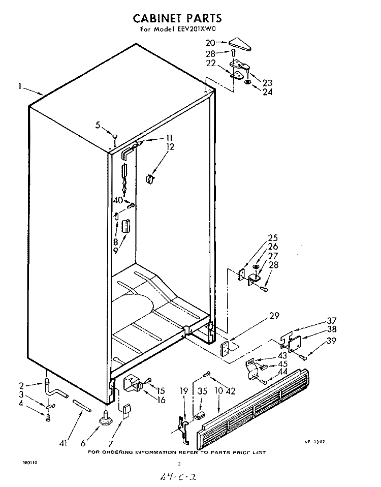 CABINET Diagram and Parts List for EEV201XA0  Whirlpool Freezer
