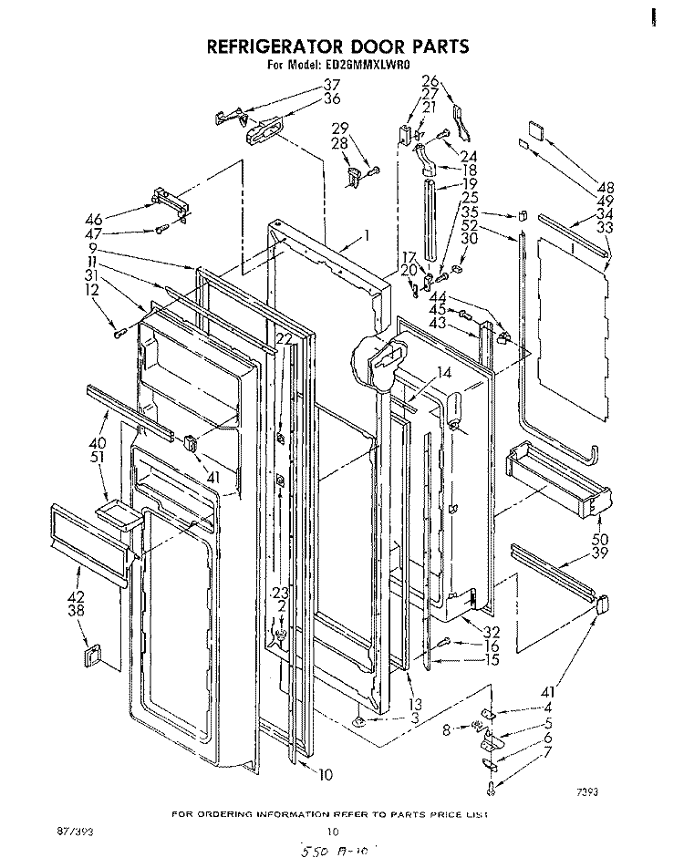 REFRIGERATOR DOOR Diagram and Parts List for ED26MMXLWR0  Whirlpool Refrigerator