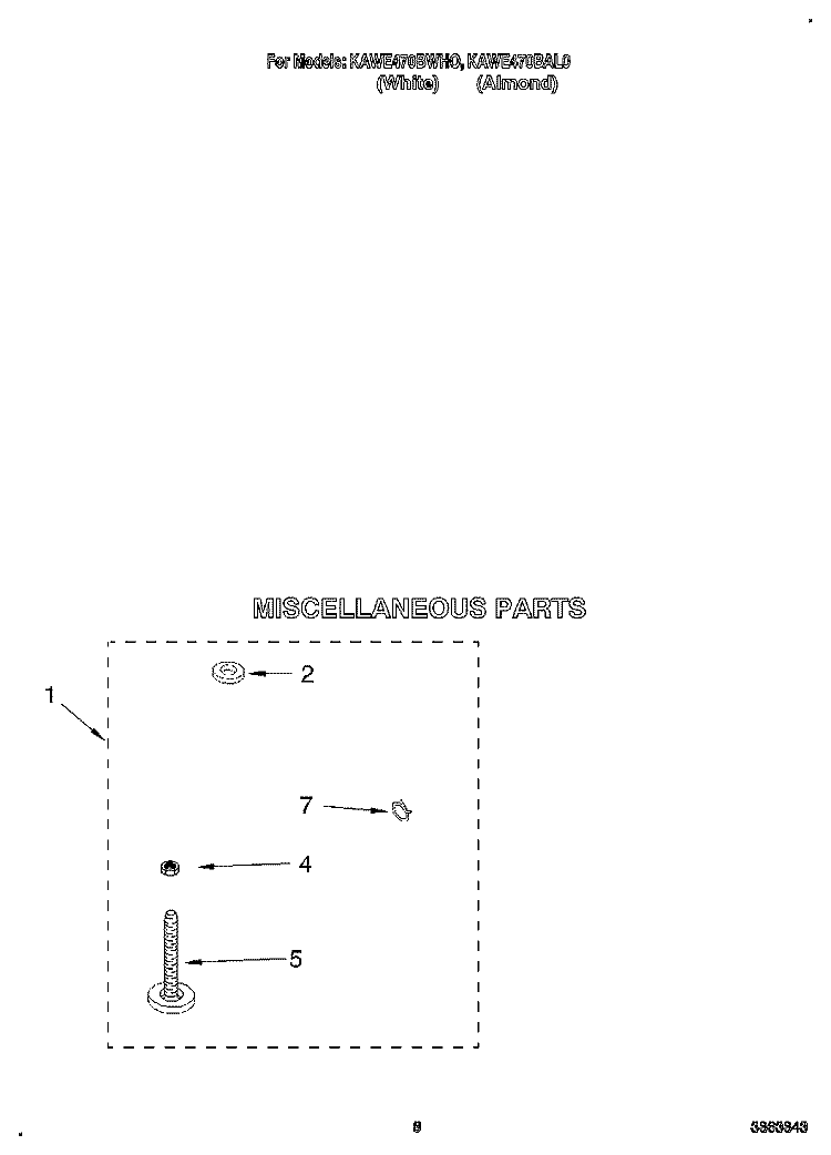 MISCELLANEOUS Diagram and Parts List for KAWE470BAL0  KitchenAid Washer