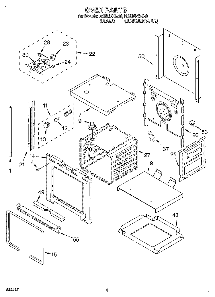 OVEN Diagram and Parts List for RS696PXGQ0  Whirlpool Range