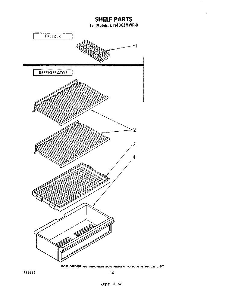 SHELF Diagram and Parts List for ET14DC2MWR0  Whirlpool Refrigerator