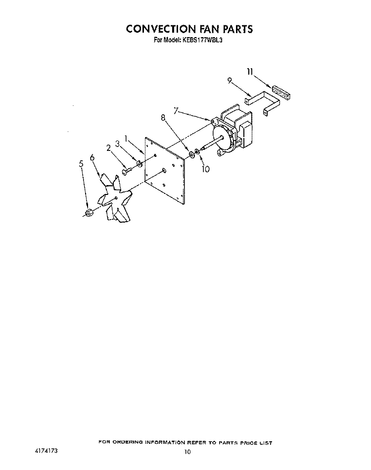 CONVECTION FAN Diagram and Parts List for KEBS177WAL3  KitchenAid Wall Oven