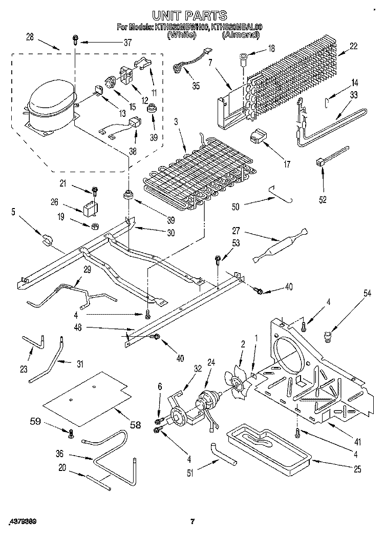UNIT Diagram and Parts List for KTHS20MBAL00  KitchenAid Refrigerator