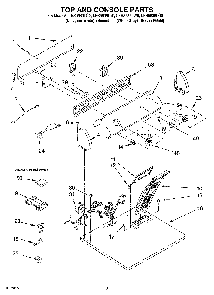 SECTION Diagram and Parts List for LER5636LG0  Whirlpool Dryer