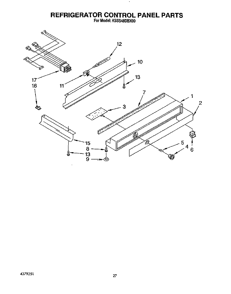 REFRIGERATOR CONTROL PANEL Diagram and Parts List for KSSS48DBX00  KitchenAid Refrigerator