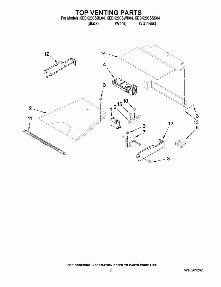 TOP VENTING PARTS Diagram and Parts List for KEBK206SBL04  KitchenAid Wall Oven