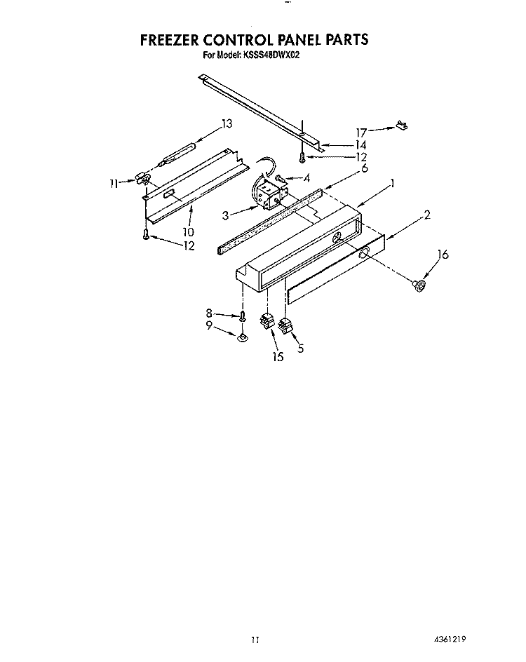 FREEZER CONTROL PANEL Diagram and Parts List for KSSS48DWX02  KitchenAid Refrigerator
