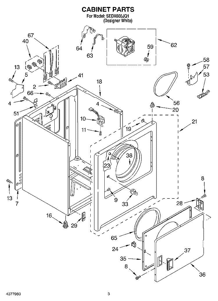 SECTION Diagram and Parts List for SEDX600JQ1  Whirlpool Dryer