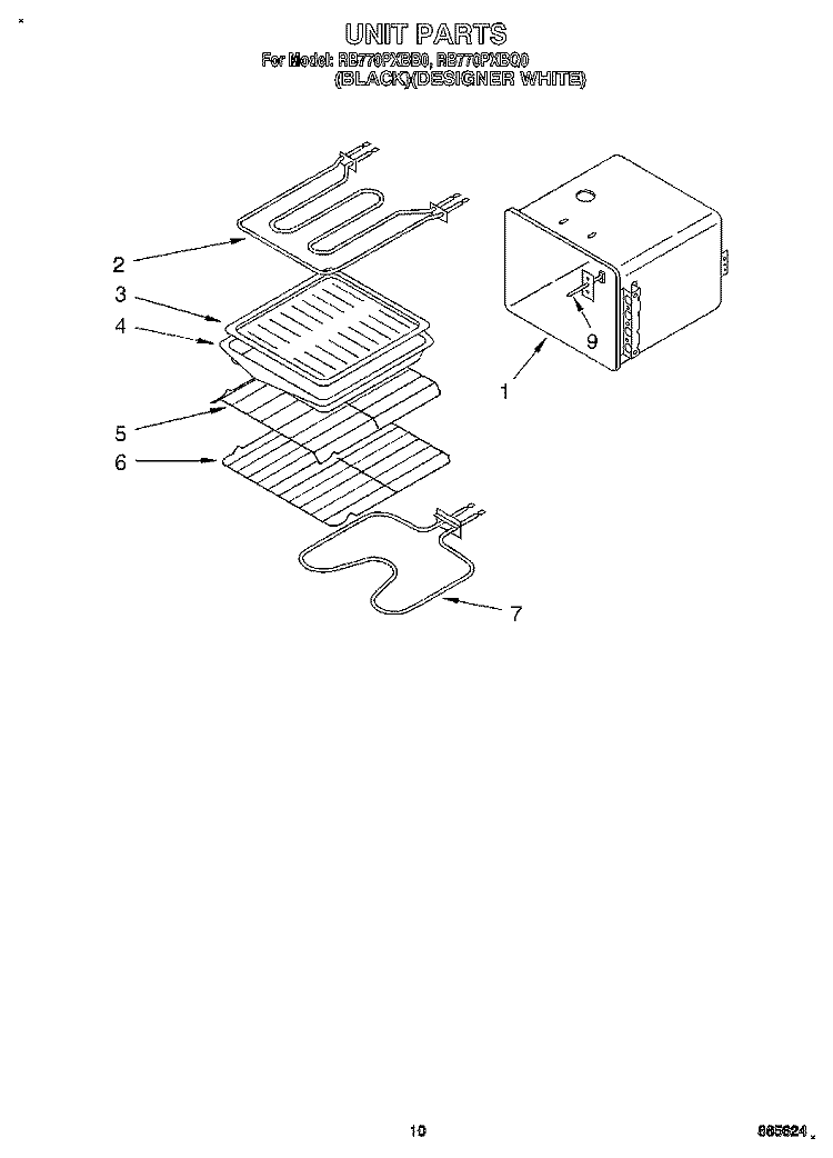 UNIT Diagram and Parts List for RB770PXBQ0  Whirlpool Wall Oven