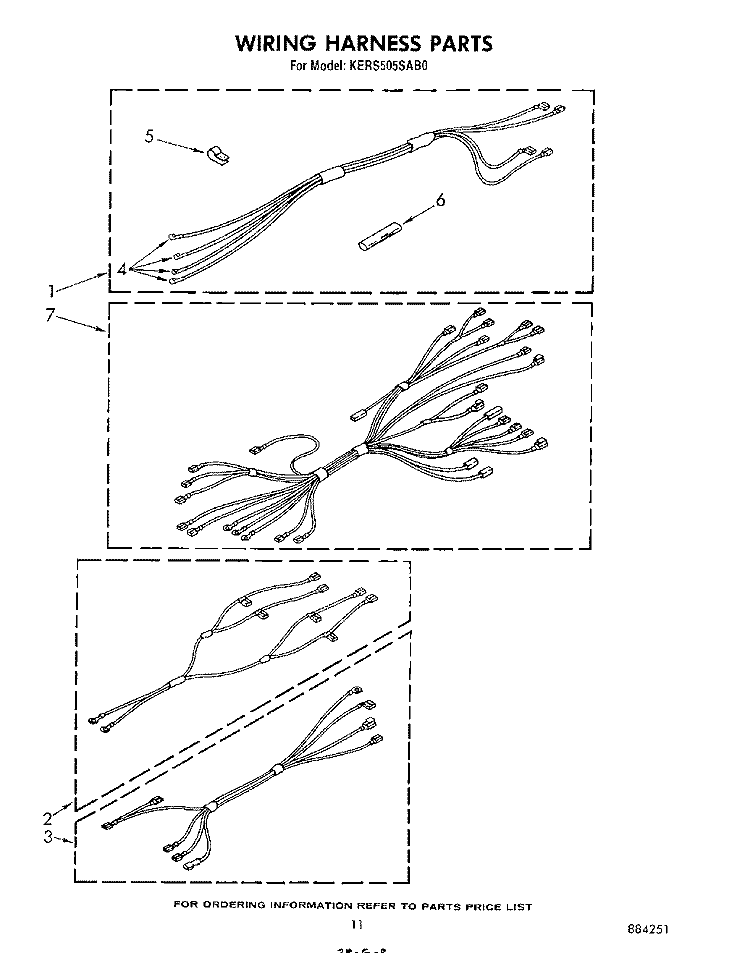 WIRING HARNESS Diagram and Parts List for KERS505SWB0  KitchenAid Range