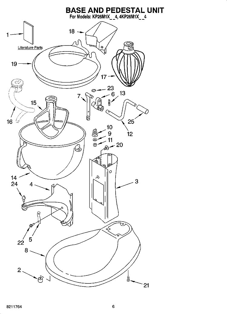 BASE AND PEDESTAL UNIT, OPTIONAL PARTS Diagram and Parts List for KP26M1XCE4  KitchenAid Mixer